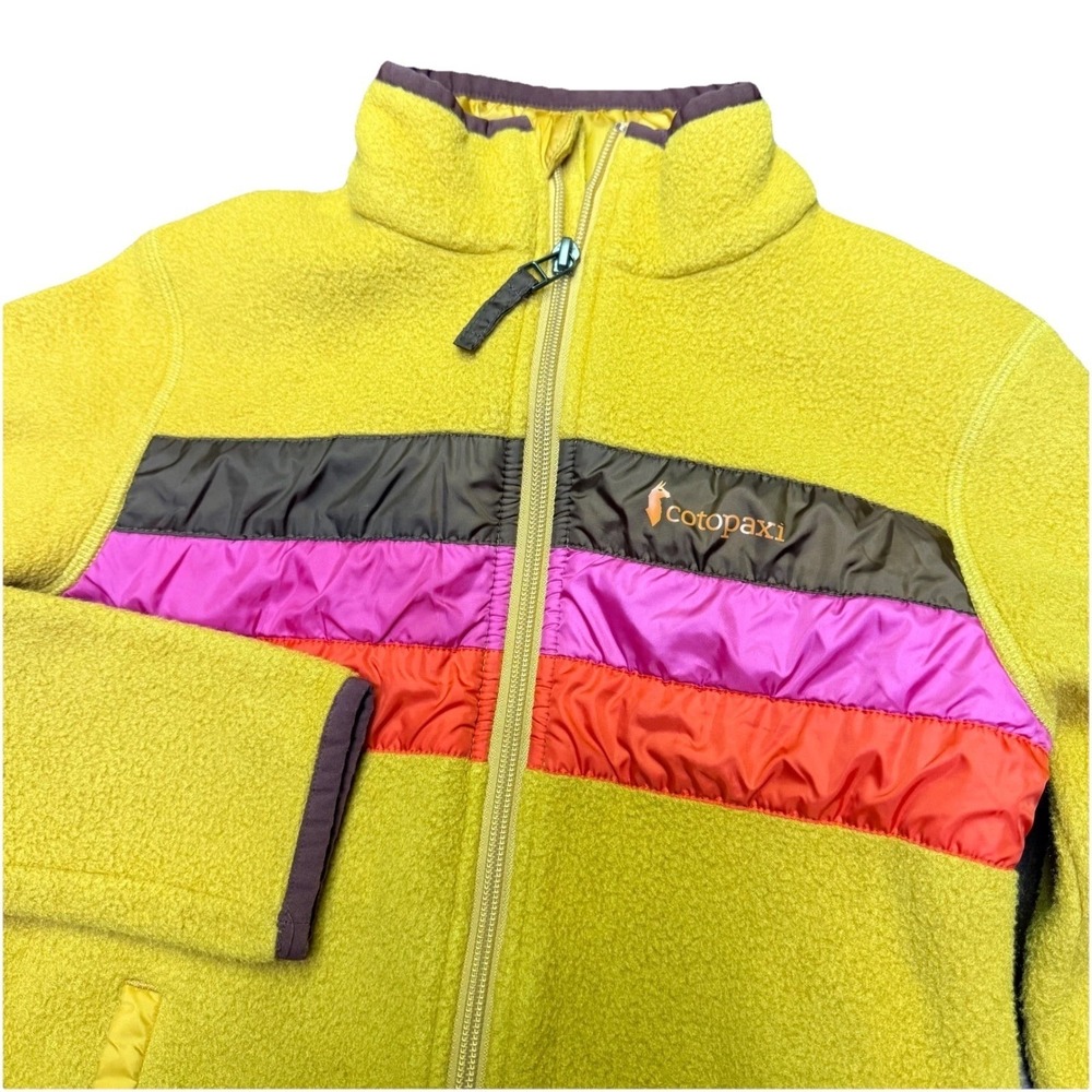 Cotopaxi Teca Fleece Jacket Youth Size M Yellow Striped Full Zip Gorpcore Hiking